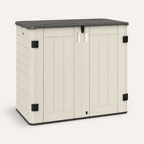 Coffre de terrasse étanche de 185 gallons avec couvercle ouvrable et portes verrouillables