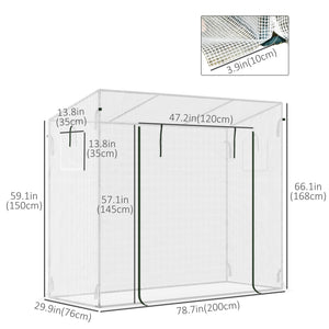 6.6' x 2.5' x 5.5' Walk-in Greenhouse Patio Hot House Plants Flowers Herbs Tomato Grow with Steel Frame Door Window Garden Balcony Patio White