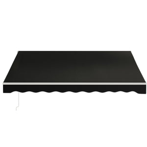 12' x 10' Electric Awning, Retractable Awning Sun Shade Shelter with Remote Controller, Manual Crank Handle and Aluminum Frame, for Deck, Balcony, Yard, Black