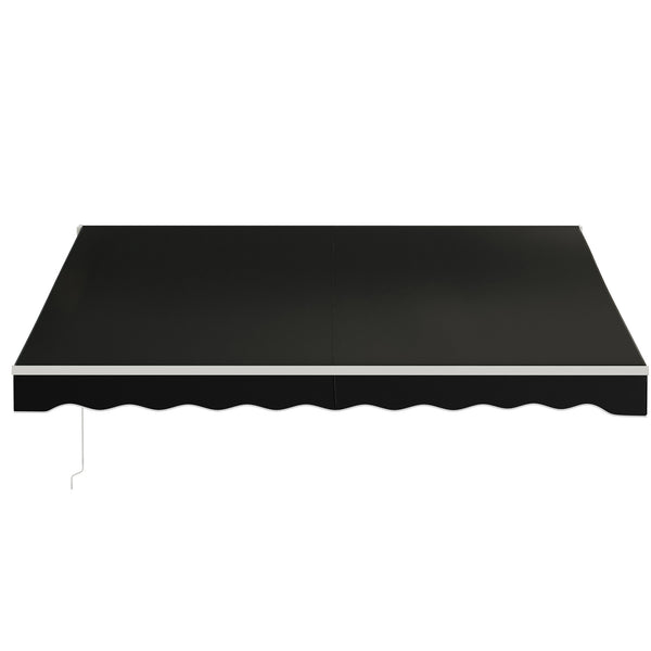 12' x 10' Electric Awning, Retractable Awning Sun Shade Shelter with Remote Controller, Manual Crank Handle and Aluminum Frame, for Deck, Balcony, Yard, Black