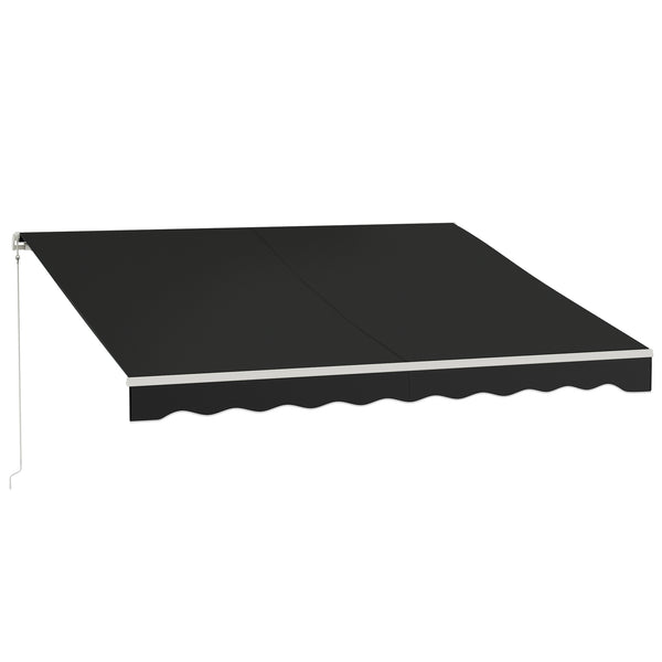 12' x 10' Electric Awning, Retractable Awning Sun Shade Shelter with Remote Controller, Manual Crank Handle and Aluminum Frame, for Deck, Balcony, Yard, Black