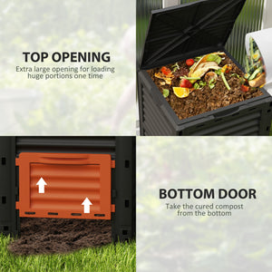 Garden Compost Bin Large Outdoor Compost Container 80 Gallon Fast Creation of Fertile Soil Aerating Compost Box, Easy Assembly, Orange