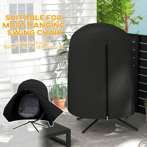 Hanging Egg Chair Cover, Outdoor Single Swing Chair Cover, Waterproof Anti-dust Furniture Protector with Zipper, 420D Oxford Fabric for Φ50.4" x 74.8" H Stand, Black