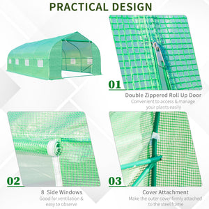 Polytunnel Greenhouse with Windows and Door, Walk in Greenhouse for Garden, Backyard (6 x 3 M)