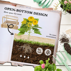 Outdoor Raised Garden Bed with Cold Frame Greenhouse and Openable Top, Wooden Elevated Planter Box for Vegetables, Flowers and Herbs, 98x98x63.5cm