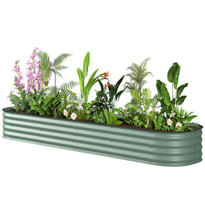 8' x 2' x 1' Galvanized Raised Garden Bed Kit, Outdoor Metal Elevated Planter Box with Safety Edging, Easy DIY Stock Tank for Growing Flowers, Herbs & Vegetables, Green