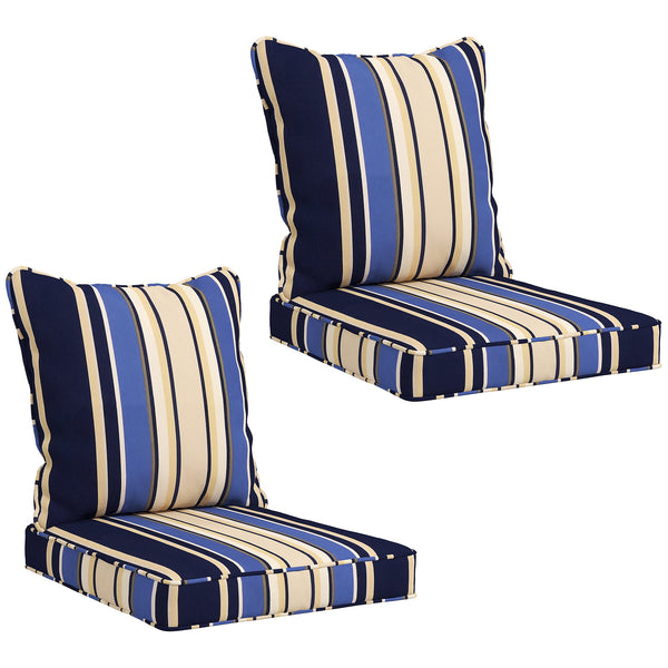 4-Piece Patio Chair Cushions Pillows, Back and Seat Replacement Patio Cushions Set for Indoor Outdoor Garden Furniture, Blue Strip