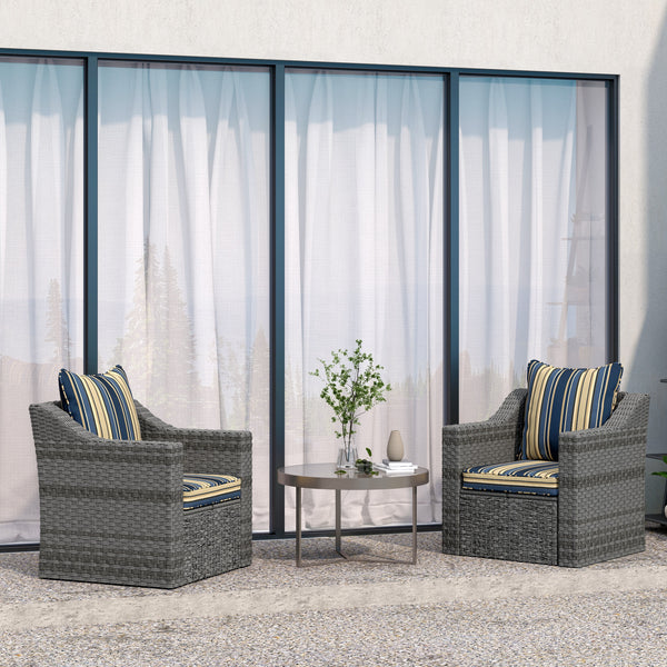 4-Piece Patio Chair Cushions Pillows, Back and Seat Replacement Patio Cushions Set for Indoor Outdoor Garden Furniture, Blue Strip