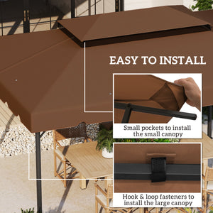 13.1' x 9.8' Gazebo Replacement Canopy, Gazebo Top Cover with Double Vented Roof for Garden Patio Outdoor TOP ONLY, Coffee