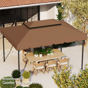 13.1' x 9.8' Gazebo Replacement Canopy, Gazebo Top Cover with Double Vented Roof for Garden Patio Outdoor TOP ONLY, Coffee