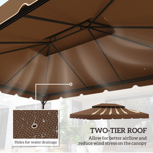 13.1' x 9.8' Gazebo Replacement Canopy, Gazebo Top Cover with Double Vented Roof for Garden Patio Outdoor TOP ONLY, Coffee