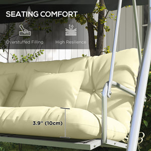 4-Piece Patio Chair Cushions Pillows with Back and Pillows, Seat Replacement Patio Cushions Set with Ties for Indoor Outdoor Garden Furniture, WITHOUT SWING, Cream White