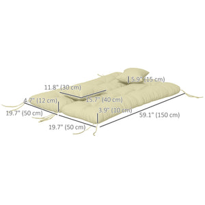 4-Piece Patio Chair Cushions Pillows with Back and Pillows, Seat Replacement Patio Cushions Set with Ties for Indoor Outdoor Garden Furniture, WITHOUT SWING, Cream White
