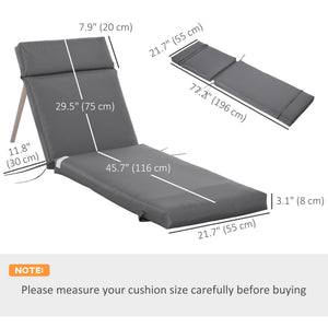 Outdoor Lounge Chair Cushion Set of 2, Non-Slip Chaise Lounge Cushions, Sun Lounger Pads for Indoor Outdoor, 77.2" x 21.7", Dark Grey