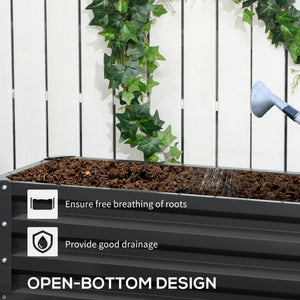 2 Tier Galvanised Raised Garden Bed, Outdoor Steel Planter Box with Open Bottom for Vegetables, Flowers and Herbs, 120 x 101 x 58 cm, Dark Grey