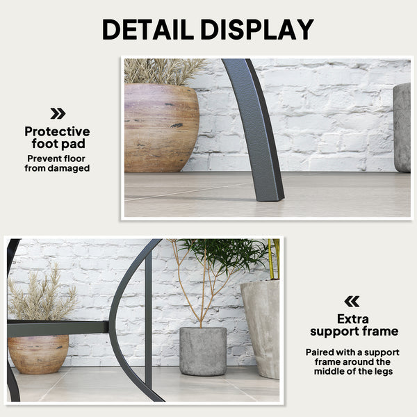 Outdoor Dining Table for Four, Patio Table with Parasol Hole, Square Garden Table with Slatted Metal Plate Top for Backyard, Poolside, Dark Grey