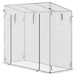 6.6' x 2.5' x 5.5' Walk-in Greenhouse Patio Hot House Plants Flowers Herbs Tomato Grow with Steel Frame Door Window Garden Balcony Patio White