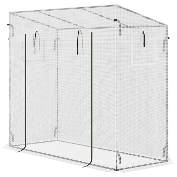 6.6' x 2.5' x 5.5' Walk-in Greenhouse Patio Hot House Plants Flowers Herbs Tomato Grow with Steel Frame Door Window Garden Balcony Patio White