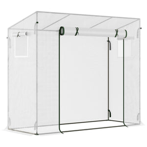 6.6' x 2.5' x 5.5' Walk-in Greenhouse Patio Hot House Plants Flowers Herbs Tomato Grow with Steel Frame Door Window Garden Balcony Patio White