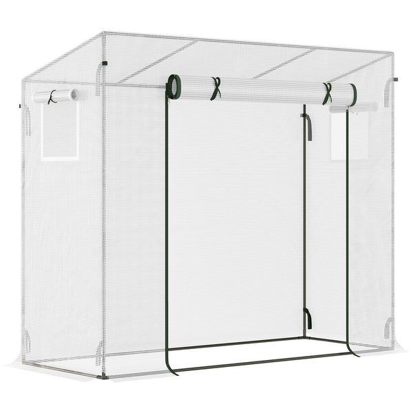 6.6' x 2.5' x 5.5' Walk-in Greenhouse Patio Hot House Plants Flowers Herbs Tomato Grow with Steel Frame Door Window Garden Balcony Patio White