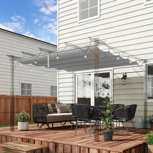 Retractable Pergola Shade Cover, Replacement Canopy Fabric for 3 x 3 (m) Pergola, Gazebo Retractable Roof, Light Grey