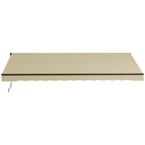 Outsunny 16' x 10' Retractable Awning, Patio Awning Sunshade Shelter with Manual Crank Handle, 280gsm UV Resistant Fabric and Aluminum Frame for Deck, Balcony, Yard, Beige
