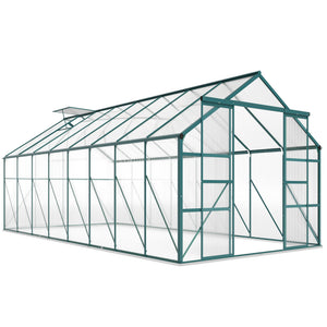 BloomGreen 16' x 8' Greenhouse with Roof Vent and Sliding Door Green