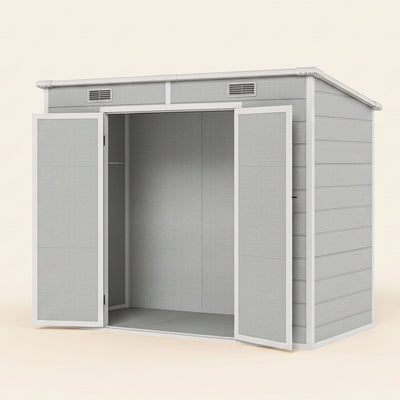 ResiHaven 8' x 4' Resin Storage Shed for All Seasons, Light Grey