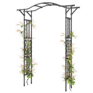 7.5ft Garden Arch, PE-Coated Steel Outdoor Trellis Arbor with Extended Upturned Top for Climbing Plants, Wedding Arch for Party Outdoor Garden Backyard, Black