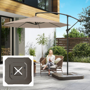2-Piece Cantilever Offset Patio Umbrella Base Weight Set, 231 lb Heavy Duty Fillable Outdoor Offset Umbrella Weights with Easy-Fill Spouts for Water or Sand for Garden, Backyard, Brown