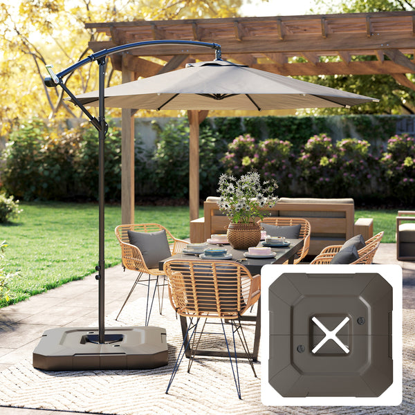 2-Piece Cantilever Offset Patio Umbrella Base Weight Set, 231 lb Heavy Duty Fillable Outdoor Offset Umbrella Weights with Easy-Fill Spouts for Water or Sand for Garden, Backyard, Brown