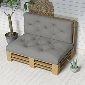 2 Seater Outdoor Seat Cushions Back Cushion for Pallet, Water Repellent Seat Pads, Light Grey