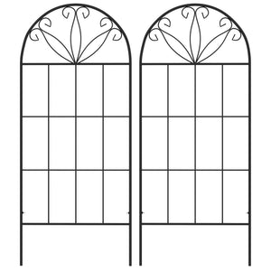 Metal Garden Trellis Pack of 2 for Climbing Plants, Arched Grid Trellis Panels, 20" x 47", Black