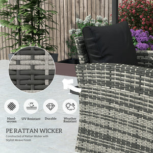 6 Pieces Wicker Patio Furniture Set with Cushions, 7-Seater Rattan Patio Sofa Set with Storage Coffee Table & Side Table, Sectional Outdoor Furniture Set, Black