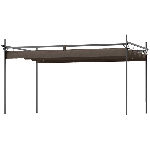 10' x 13' Retractable Pergola Canopy with Stronger Metal Frame, Outdoor Pergola Sun Shade Shelter for Garden, Patio, Backyard, Deck, Brown
