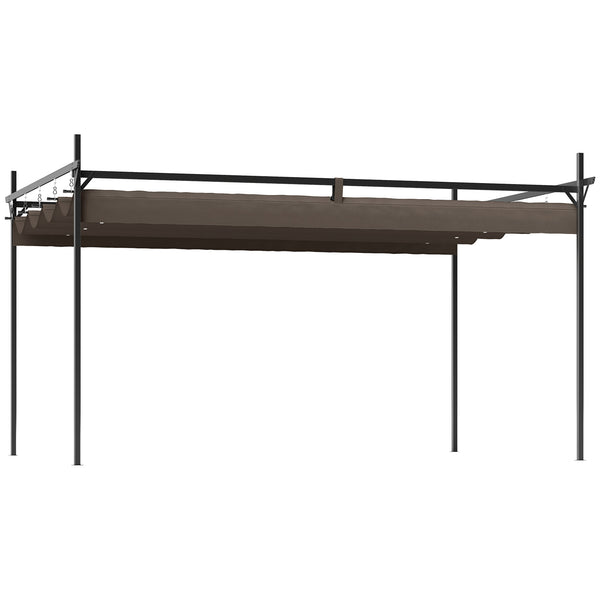 10' x 13' Retractable Pergola Canopy with Stronger Metal Frame, Outdoor Pergola Sun Shade Shelter for Garden, Patio, Backyard, Deck, Brown
