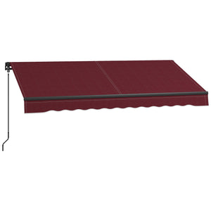  10' x 8' Retractable Awning, Patio Awning Sunshade Shelter with Manual Crank Handle, 280gsm UV Resistant Fabric and Aluminum Frame, for Balcony, Yard, Wine Red