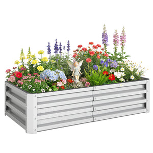 Galvanized Raised Garden Bed, 4' x 2' x 1' Metal Planter Box, for Growing Vegetables, Flowers, Herbs, Succulents, Silver