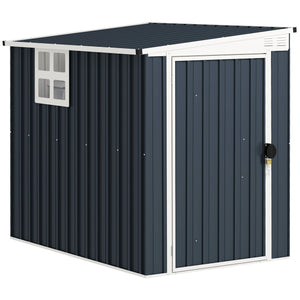 4' x 6' Outdoor Storage Shed, Metal Garden Shed with Window, 2 Vents and Lockable Door, for Backyard, Garden, Lawn, Dark Grey