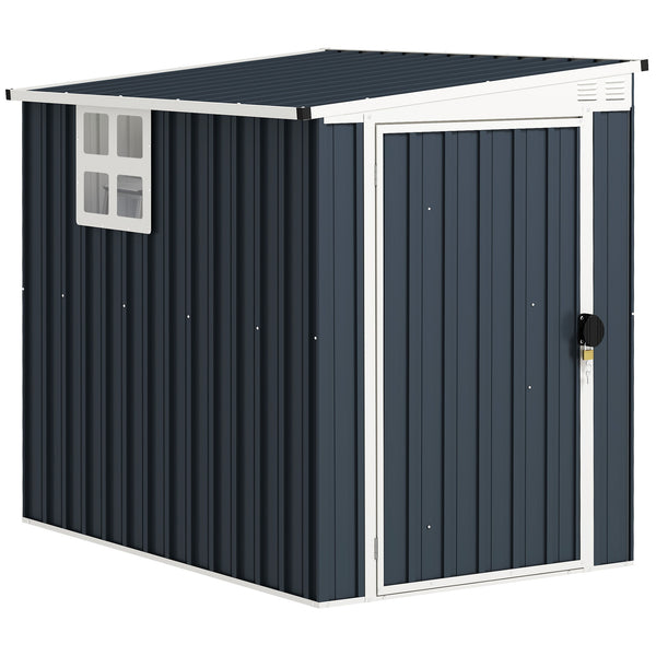 4' x 6' Outdoor Storage Shed, Metal Garden Shed with Window, 2 Vents and Lockable Door, for Backyard, Garden, Lawn, Dark Grey