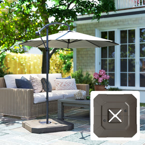 2-Piece Cantilever Offset Patio Umbrella Base Weight Set, 231 lb Heavy Duty Fillable Outdoor Offset Umbrella Weights with Easy-Fill Spouts for Water or Sand for Garden, Backyard, Brown