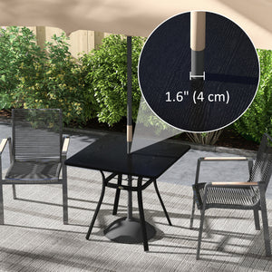 Patio Table, 31.5" Square Outdoor Dining Table for 4 People with Steel Legs, Metal Tabletop, Umbrella Hole, for Garden, Backyard, Lawn, Balcony, Black