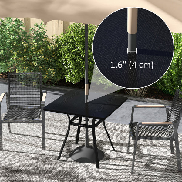 Patio Table, 31.5" Square Outdoor Dining Table for 4 People with Steel Legs, Metal Tabletop, Umbrella Hole, for Garden, Backyard, Lawn, Balcony, Black