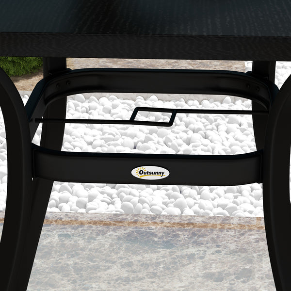 Patio Table, 31.5" Square Outdoor Dining Table for 4 People with Steel Legs, Metal Tabletop, Umbrella Hole, for Garden, Backyard, Lawn, Balcony, Black