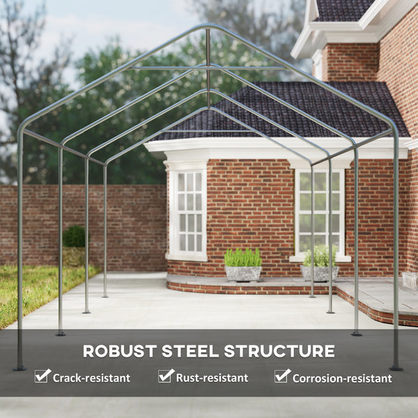 Carport, 10 x 20 ft Portable Garage with 2 Roll-Up Doors, Metal Carport Tent Shelter with Removable Sidewalls for Car, Truck, Garden Tools, Dark Grey