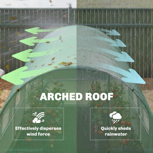 7' x 10' Walk-in Polytunnel Greenhouse with Hinged Door and 6 Roll Up Mesh Windows, Garden Tunnel Warm House Tent with UV-resistant PE Cover, Galvanised Steel Frame, Green