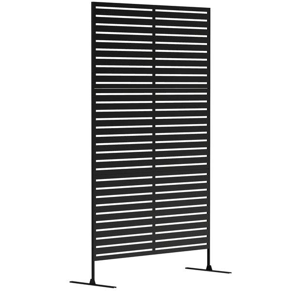 Metal Outdoor Privacy Screen, Decorative Outdoor Divider with Stand and Expansion Screws, Freestanding Privacy Panel for Garden Backyard Deck Pool Hot Tub, Black