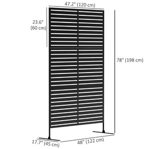 Metal Outdoor Privacy Screen, Decorative Outdoor Divider with Stand and Expansion Screws, Freestanding Privacy Panel for Garden Backyard Deck Pool Hot Tub, Black