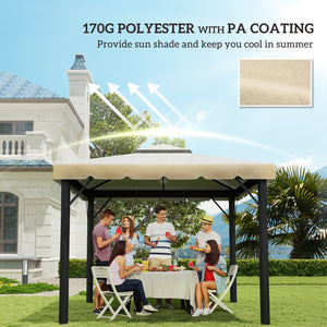 9.8' x 9.8' Gazebo Replacement Canopy, Gazebo Top Cover with Double Vented Roof for Garden Patio Outdoor TOP ONLY, Beige
