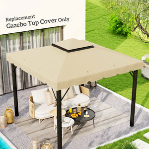 9.8' x 9.8' Gazebo Replacement Canopy, Gazebo Top Cover with Double Vented Roof for Garden Patio Outdoor TOP ONLY, Beige